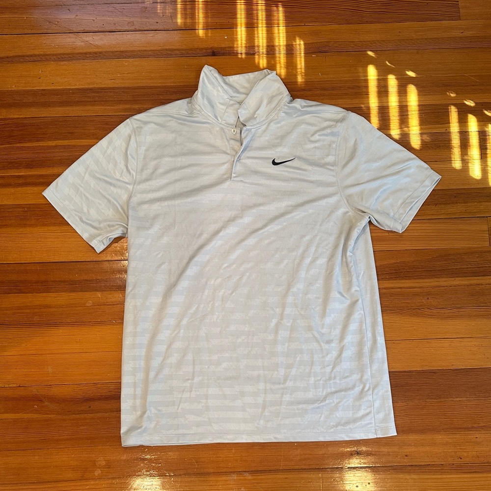 Nike Men’s White Short-Sleeve Polo with Black Swoosh